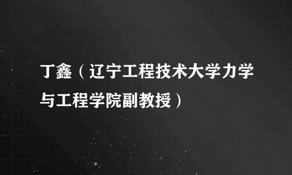 丁鑫（辽宁工程技术大学力学与工程学院副教授）