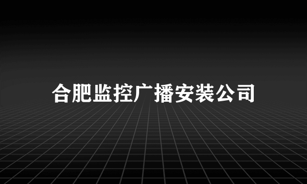 合肥监控广播安装公司