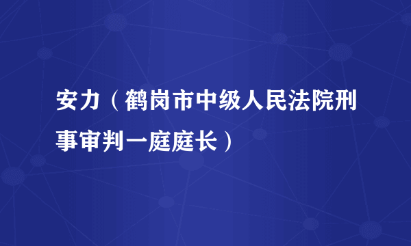 安力（鹤岗市中级人民法院刑事审判一庭庭长）