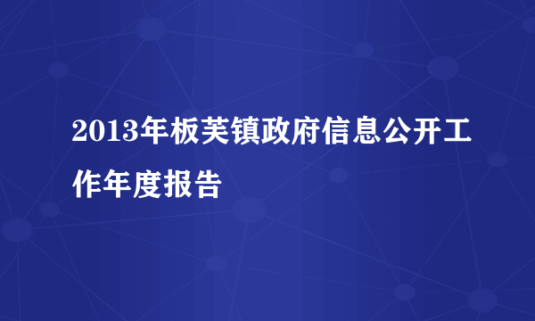 2013年板芙镇政府信息公开工作年度报告