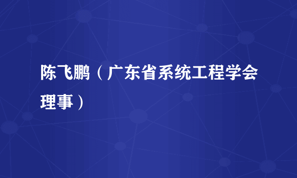 陈飞鹏（广东省系统工程学会理事）