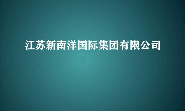 江苏新南洋国际集团有限公司