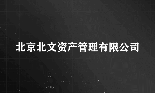 北京北文资产管理有限公司