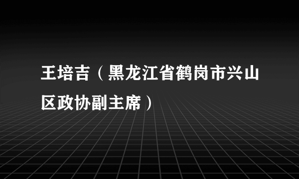 王培吉（黑龙江省鹤岗市兴山区政协副主席）