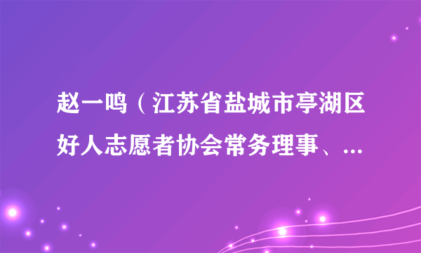 赵一鸣（江苏省盐城市亭湖区好人志愿者协会常务理事、副秘书长）