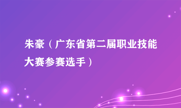 朱豪（广东省第二届职业技能大赛参赛选手）