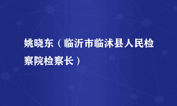 姚晓东（临沂市临沭县人民检察院检察长）