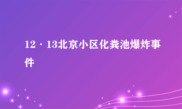 12·13北京小区化粪池爆炸事件