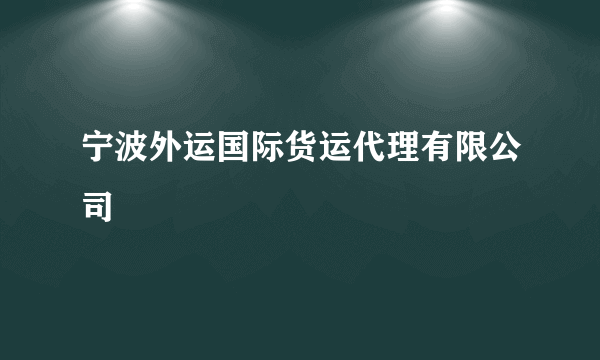 宁波外运国际货运代理有限公司