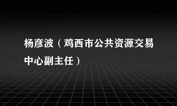 杨彦波（鸡西市公共资源交易中心副主任）