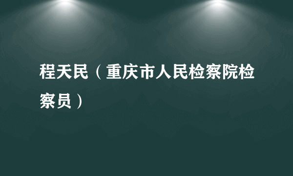 程天民（重庆市人民检察院检察员）