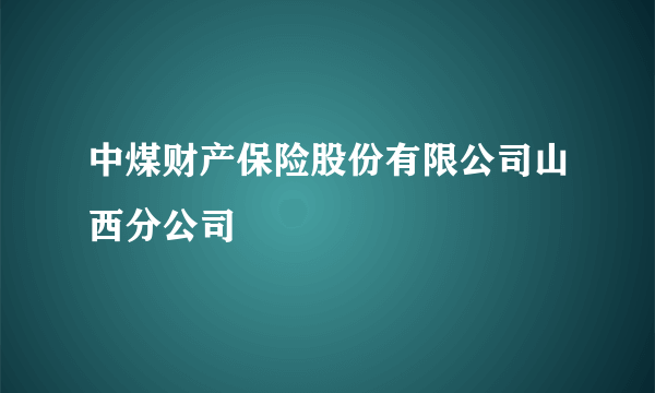 中煤财产保险股份有限公司山西分公司