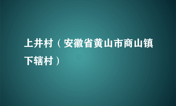 上井村（安徽省黄山市商山镇下辖村）