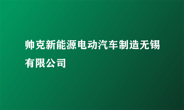 帅克新能源电动汽车制造无锡有限公司