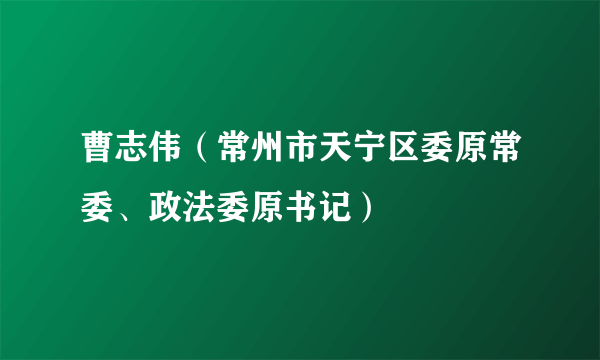 曹志伟（常州市天宁区委原常委、政法委原书记）