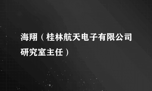 海翔（桂林航天电子有限公司研究室主任）