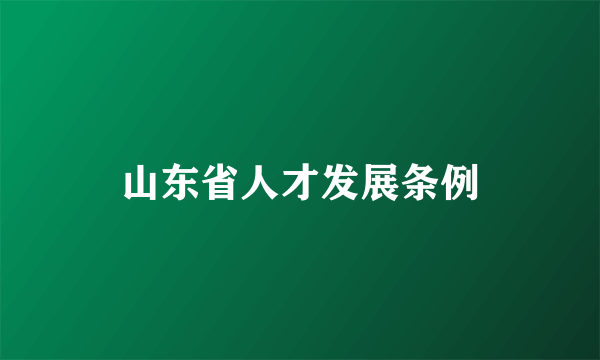 山东省人才发展条例