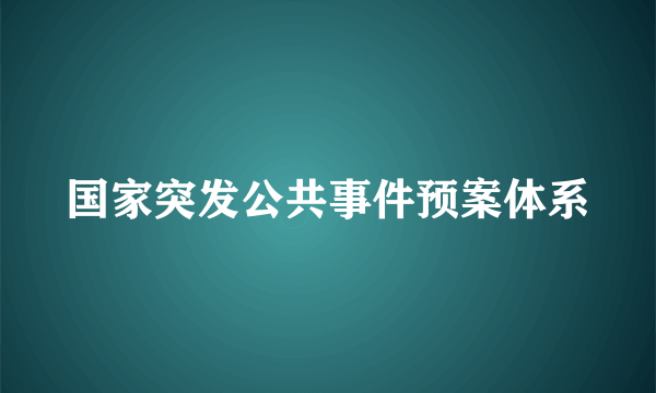 国家突发公共事件预案体系