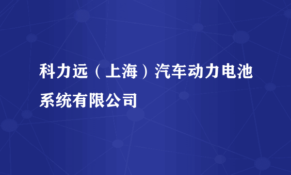 科力远（上海）汽车动力电池系统有限公司