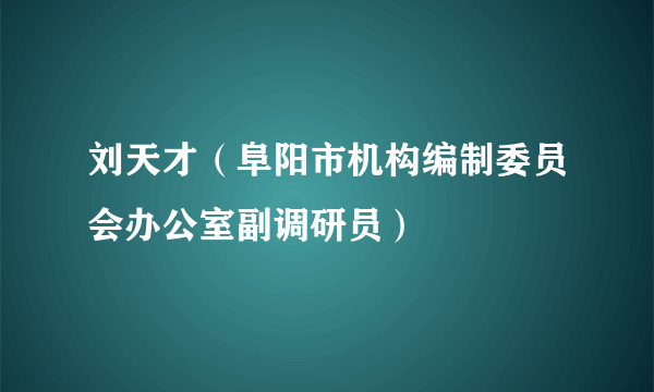 刘天才（阜阳市机构编制委员会办公室副调研员）