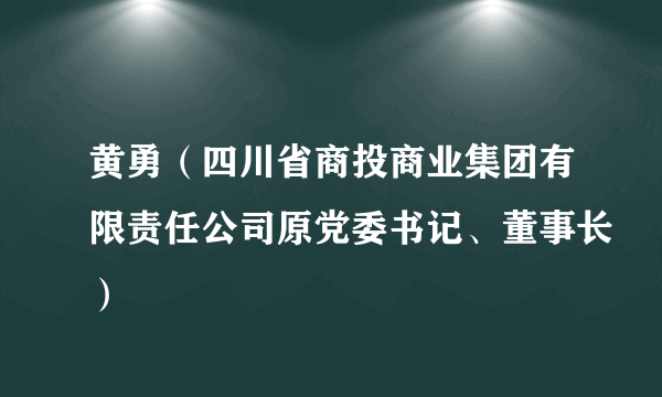 黄勇（四川省商投商业集团有限责任公司原党委书记、董事长）