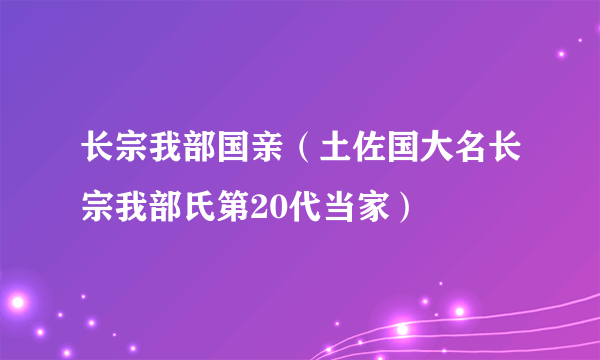 长宗我部国亲（土佐国大名长宗我部氏第20代当家）