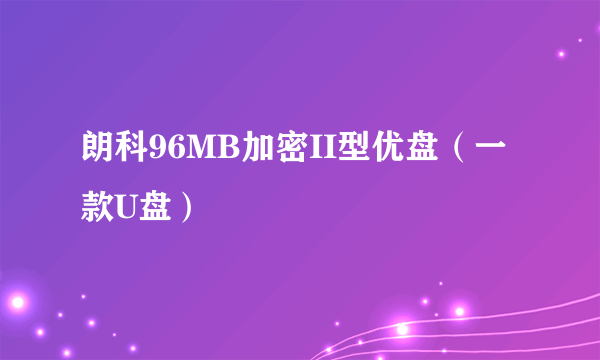 朗科96MB加密II型优盘（一款U盘）