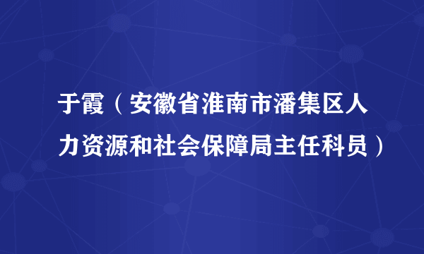 于霞（安徽省淮南市潘集区人力资源和社会保障局主任科员）