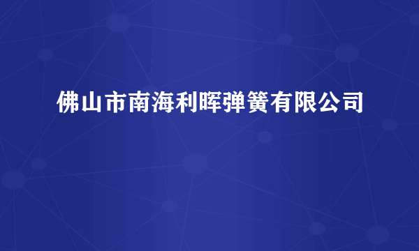 佛山市南海利晖弹簧有限公司