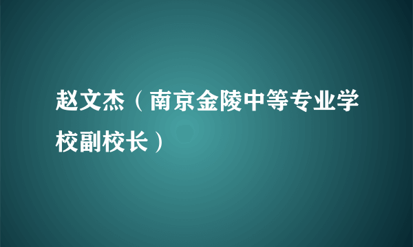 赵文杰（南京金陵中等专业学校副校长）