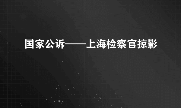 国家公诉——上海检察官掠影