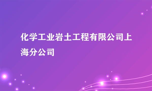 化学工业岩土工程有限公司上海分公司