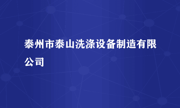 泰州市泰山洗涤设备制造有限公司