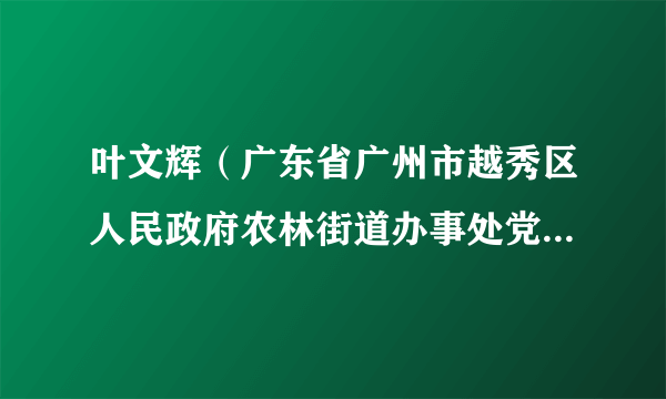 叶文辉（广东省广州市越秀区人民政府农林街道办事处党工委书记、武装部政治教导员）