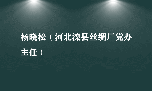 杨晓松（河北滦县丝绸厂党办主任）