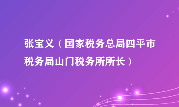 张宝义（国家税务总局四平市税务局山门税务所所长）