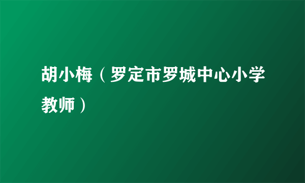 胡小梅（罗定市罗城中心小学教师）