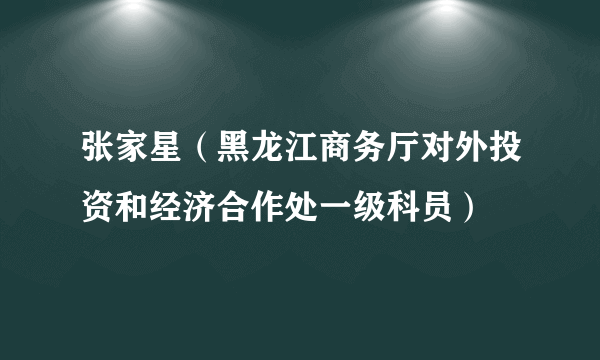 张家星（黑龙江商务厅对外投资和经济合作处一级科员）