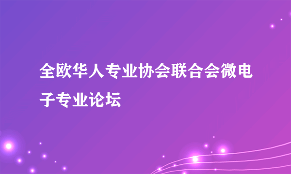 全欧华人专业协会联合会微电子专业论坛