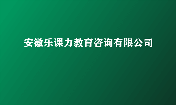 安徽乐课力教育咨询有限公司