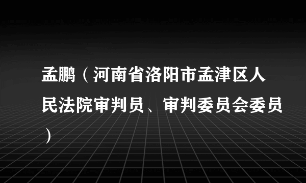 孟鹏（河南省洛阳市孟津区人民法院审判员、审判委员会委员）