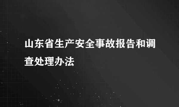 山东省生产安全事故报告和调查处理办法