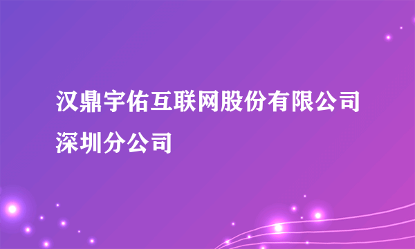 汉鼎宇佑互联网股份有限公司深圳分公司