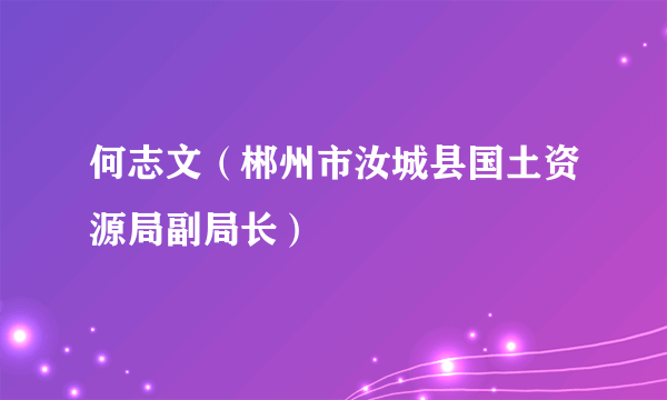 何志文（郴州市汝城县国土资源局副局长）