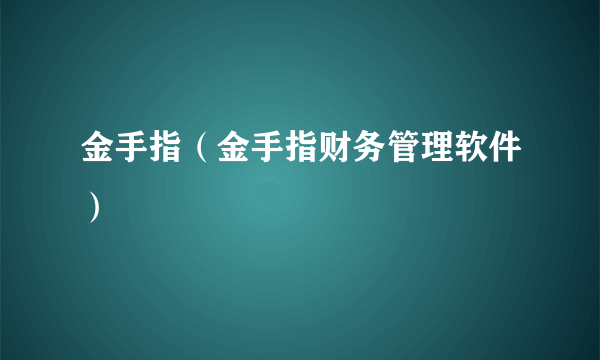 金手指（金手指财务管理软件）