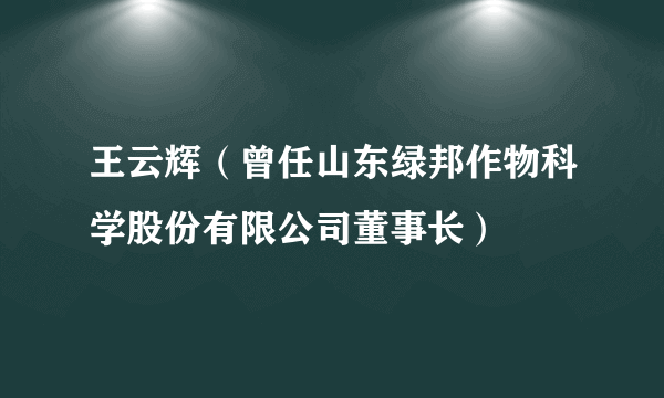 王云辉（曾任山东绿邦作物科学股份有限公司董事长）