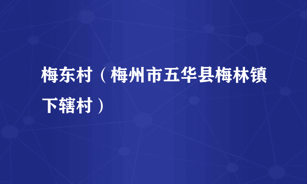 梅东村（梅州市五华县梅林镇下辖村）