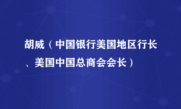 胡威（中国银行美国地区行长、美国中国总商会会长）