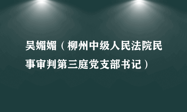 吴媚媚（柳州中级人民法院民事审判第三庭党支部书记）