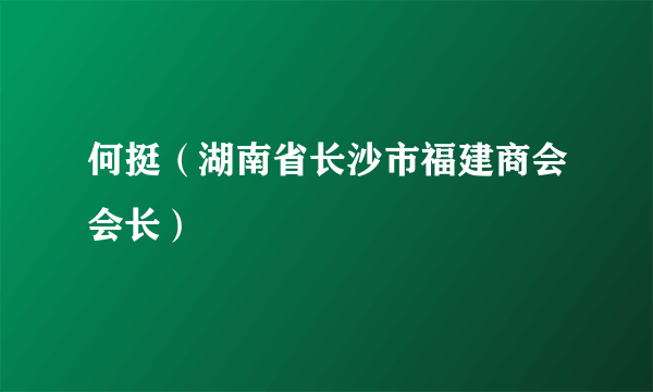 何挺（湖南省长沙市福建商会会长）